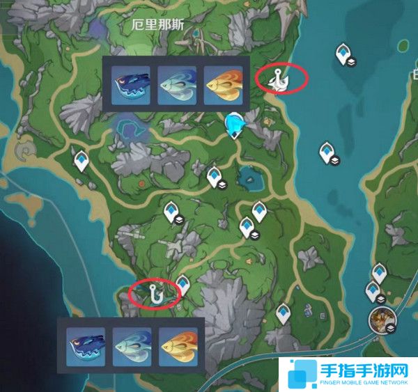 《原神》灰河渡手钓鱼地点分布图灰河渡手精炼材料钓鱼点位攻略5