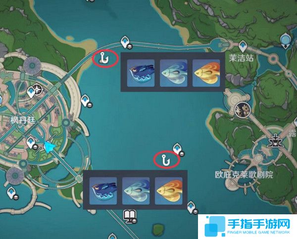 《原神》灰河渡手钓鱼地点分布图灰河渡手精炼材料钓鱼点位攻略6