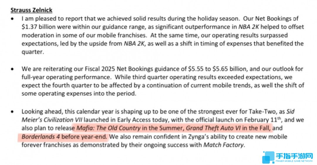 Take Two:《GTA6》仍定于2025年秋季发售