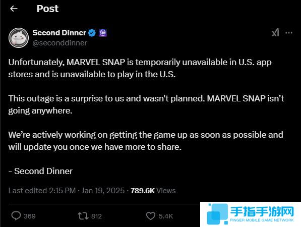 受Tik Tok下架影响 《漫威Snap》在美国也一度遭下架