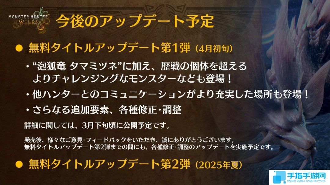 《怪物猎人：荒野》首个免费更新详情将于3月下旬公布