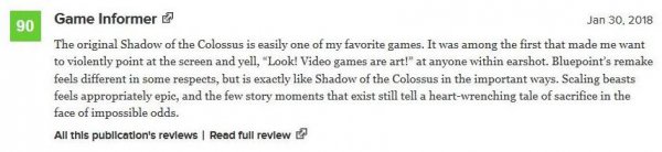 《旺达与巨像 重制版》媒体评分解禁 一致好评