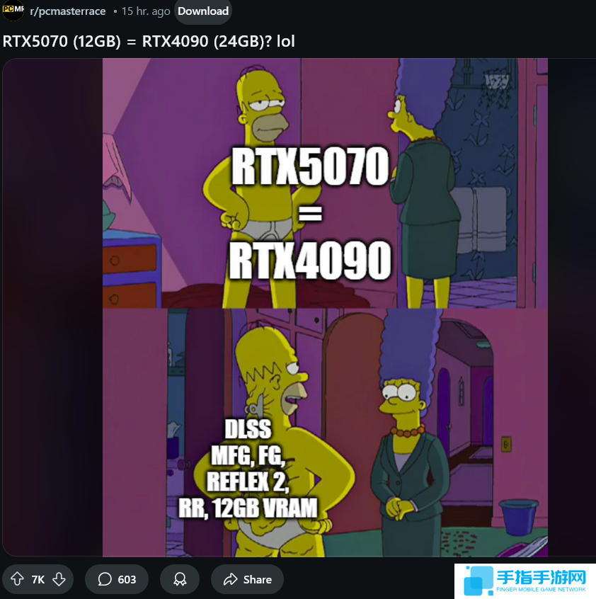 英伟达承认:不开启多帧生成 5070无法击败4090