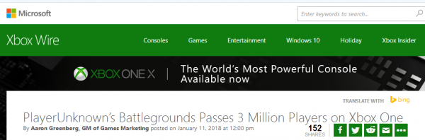 《绝地求生》Xbox版玩家破300万 用时不到1个月